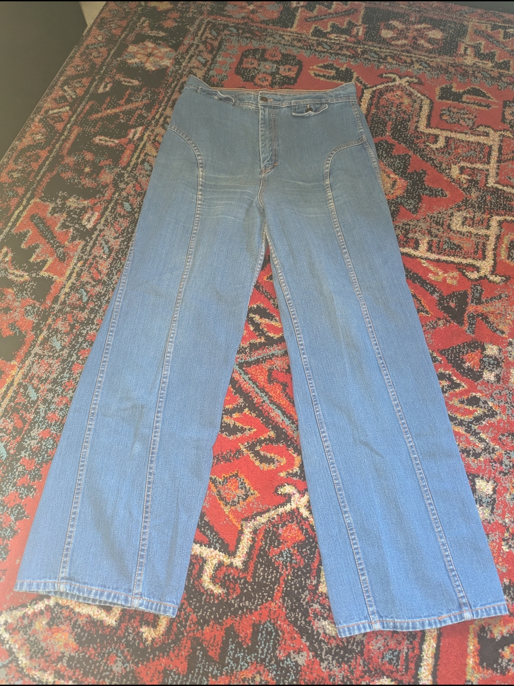 Women’s Blue Flare Jeans with Front Seam Detail